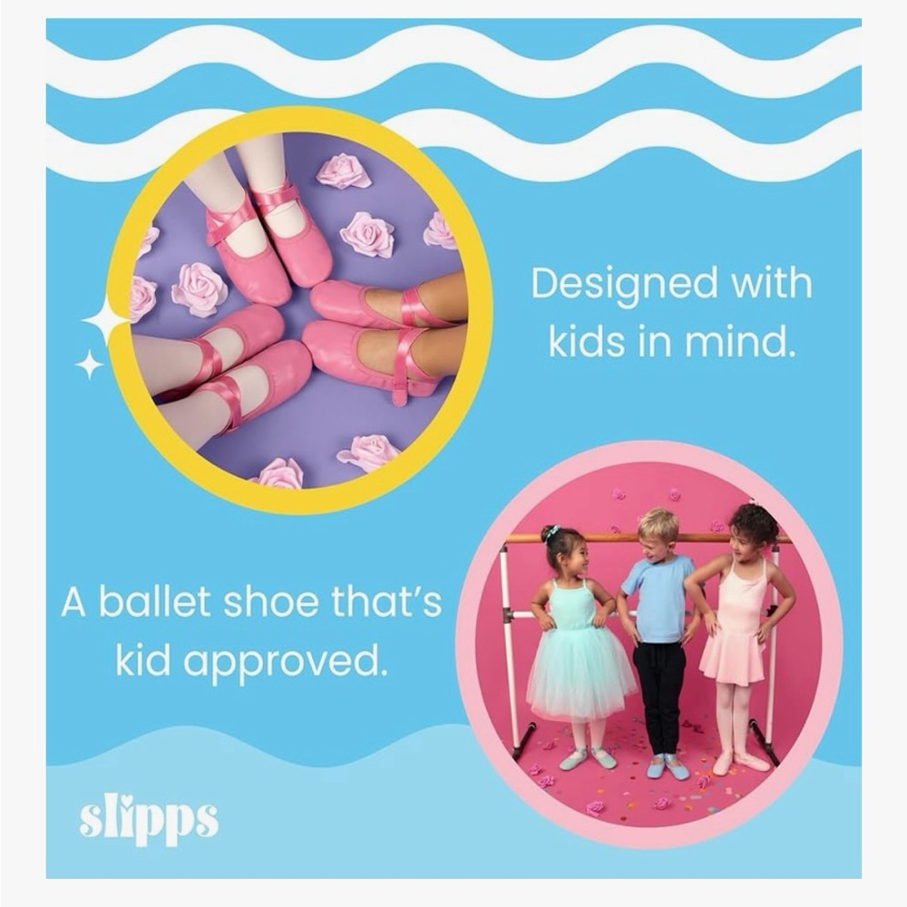 NWT, Slipps Girls Pink Ballet Shoes with Adjustable Strap, size 12 - Picture 11 of 11